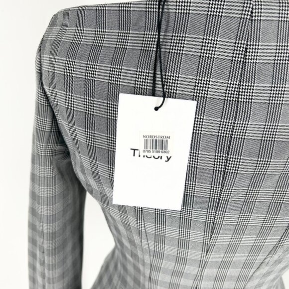NWT Theory McClair Plaid Off the Shoulder Jacket - Picture 6 of 7